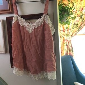 Pink and White Lace Tank Top